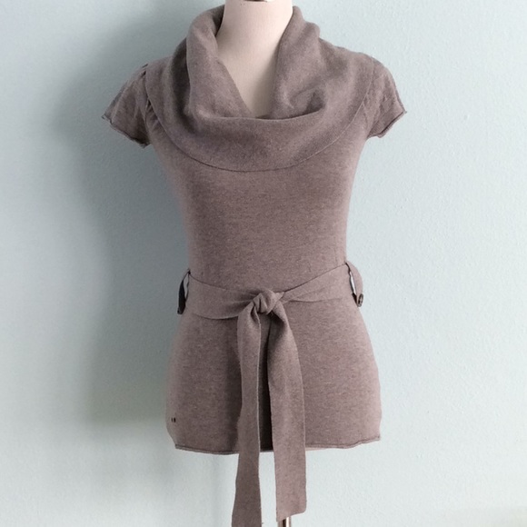 Converse Gray Cowl Neck ShortSleeve Belted Sweater - Picture 2 of 8